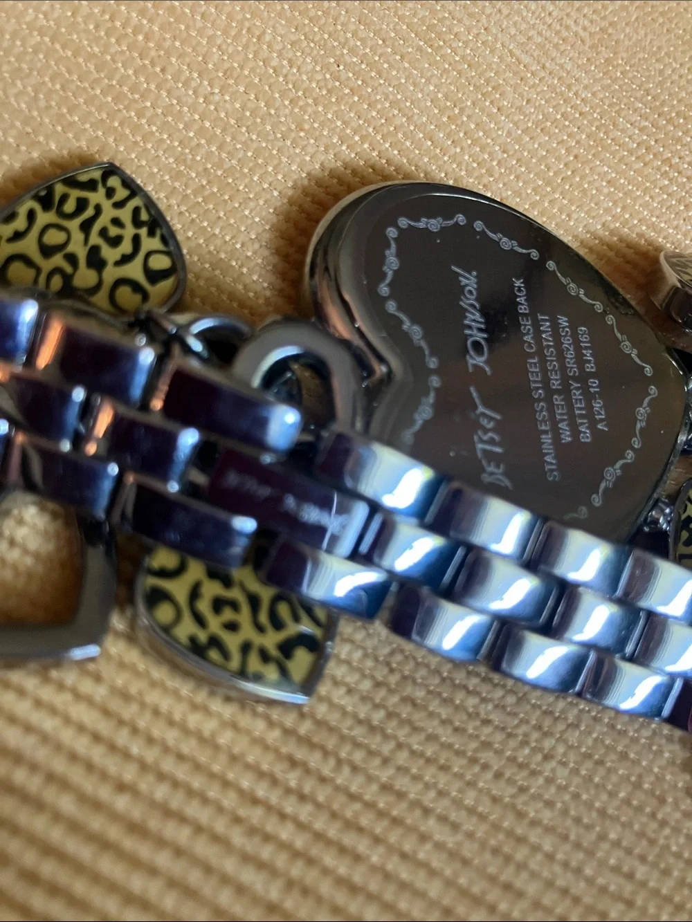 Betsy Johnson Cheetah Hearts Charm Watch